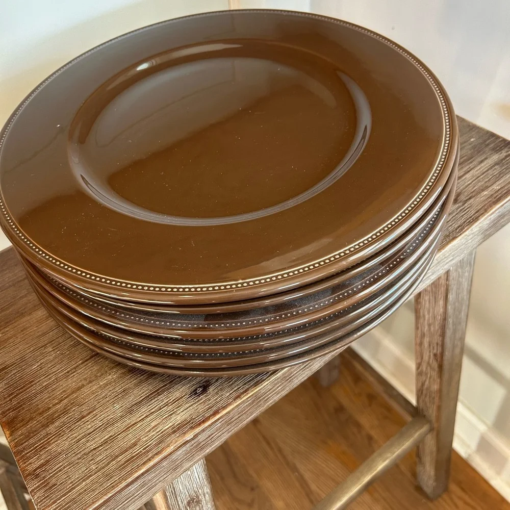 Williams Sonoma porcelain chocolate 12.75” Charger Plates set of 2 new